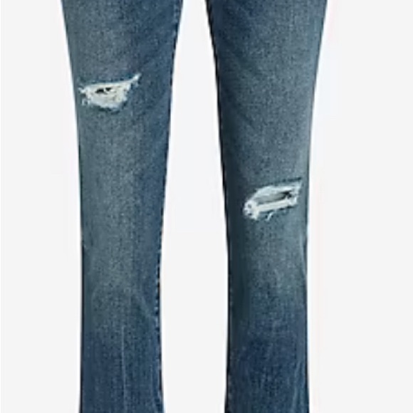 Express Mid Rise Medium Wash Ripped Skyscraper Jeans NWT - Picture 8 of 11